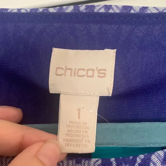 Chico's Blue Patterned Women's Blouse - Picture 2 of 4